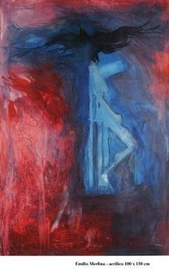 Emilio Merlina, Devil and angel, 1997, Original Painting Acrylic, size_width{corvo-989442072.jpg} X 150 cm