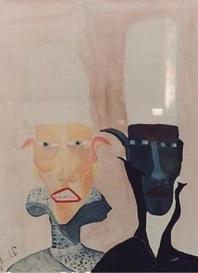 Emilio Merlina, Devil and angel, 1986, Original Painting Oil, size_width{couple2-1068845871.jpg} X 70 cm
