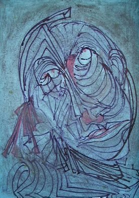 Emilio Merlina, 'Few Minutes Of Blue', 2006, original Drawing Other, 21 x 29  x 2 cm. Artwork description: 88008  felt tip pen on blue cardboard ...
