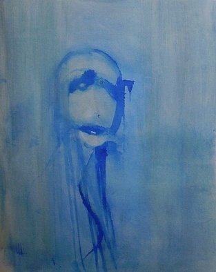 Emilio Merlina, 'Few Minutes Of Blue 08', 2008, original Drawing Other, 440 x 520  x 2 cm. Artwork description: 74898  drawing blue ink on canvas ...