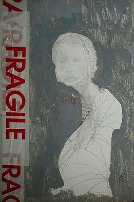 Emilio Merlina; Fragile, 2019, Original Mixed Media, 25 x 39 cm. Artwork description: 241 on cardboard box...