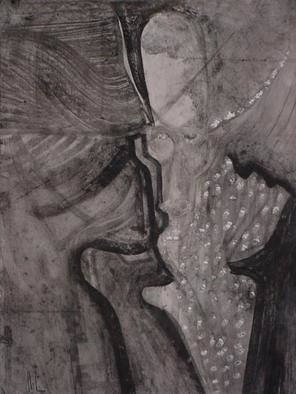 Emilio Merlina, Devil and angel, 2004, Original Drawing Charcoal, size_width{night_wind-1096581731.jpg} X 100 cm