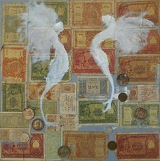 Emilio Merlina; Poor Angels, 2019, Original Mixed Media, 40 x 40 cm. Artwork description: 241 canvas , evolution of existing work...