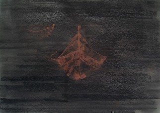 Emilio Merlina, 'Sailing Across The Black ...', 2007, original Drawing Charcoal, 700 x 500  x 4 cm. Artwork description: 90423  charchoal on cardboard ...