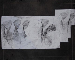 Emilio Merlina, 'Seeking A Face', 2011, original Collage, 50 x 40  cm. Artwork description: 62823  charcoal on paper on a mediodensit panel ...
