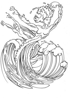 Emmett Elvin; Water Spirits: Undines, 2008, Original Illustration, 21 x 29 cm. Artwork description: 241   Illustration from the 2008 Berryland book The Secret Life of Mermaids .  ...
