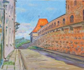 Enkhbaatar Tudev; Barbakanas Castle, 2012, Original Painting Oil, 50 x 60 cm. Artwork description: 241                              painting from art projectPAINTING TOUR AROUND THE WORLD- LITHUANIA                             ...