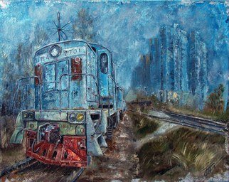 Nina Polunina; Final Stop, 2018, Original Painting Oil, 20 x 16 inches. Artwork description: 241 Oil paintingDead Endfrom the seriesFinal Stop.  Written in the author s technique.  Oil on stretched canvas.  The canvas is made by hand.  Natural flax is manually primed with natural materials.Many people love portraits.  Their own.  Aliens, people, animals.  And I like portraits of cars, ships, trains.  ...
