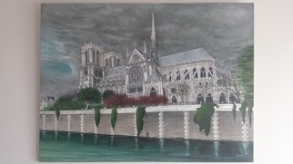 Enrique Fernandez Monteagudo; Notre Dame, 2017, Original Painting Oil, 130 x 97 cm. Artwork description: 241 Notre Dame cathedral ...