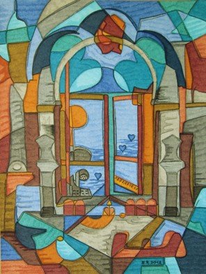 Erika Rickenbacher - Era Rika; Window To The Souvenirs, 2012, Original Painting Ink, 30 x 40 cm. Artwork description: 241 Original Title:FenAatre vers les souvenirs...
