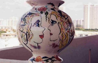 Ellen Safra; City Series Two, 2003, Original Ceramics Other, 12 x 14 inches. Artwork description: 241 Ceramic Vase. Hand painted and fired....