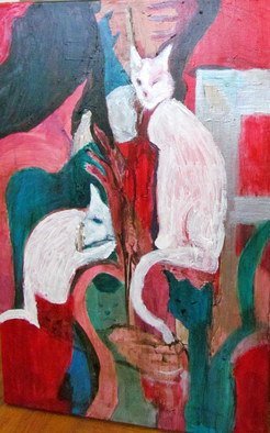 Evie Tirado; Crazy Cat Lady, 2015, Original Painting Acrylic, 25 x 20 inches. Artwork description: 241        abstract acrylic expressionism .      ...