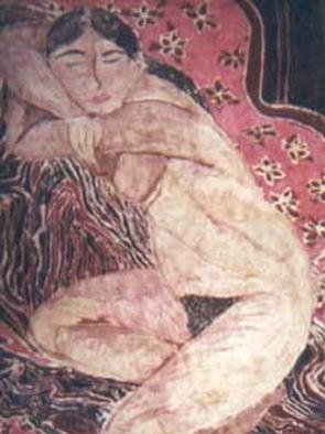 Evie Tirado; Nude, 1999, Original Fiber, 28 x 45 inches. Artwork description: 241 batik on silk...