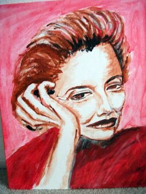 Ina Jinapaia; No Small Talk, 2014, Original Painting Acrylic, 11 x 14 inches. Artwork description: 241    A woman on red background  ...