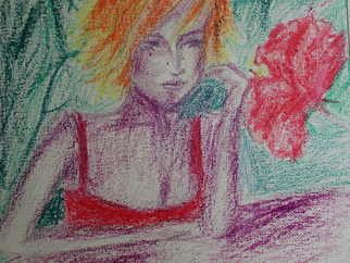 Ina Jinapaia; Woman With Hibiscus 69 USD, 2009, Original Pastel, 22 x 14 inches. Artwork description: 241   pastel on canvas panes. diptych.signed.  ...
