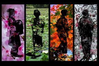 Evelyn Espinoza; The Four Seasons Of Japan, 2017, Original Photography Digital, 37 x 24 inches. Artwork description: 241 I have been wanting to do something with my many photos of girls in kimono, maiko and geisha. I have collected so many stunning color palettes of the Autumn leaves from Japan, Sakura blossoms in the Spring, pine needle trees cultivated into shapes for Summer. Lily ponds ...