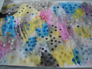 Evelyne Ketterlin; Gouachecollage Confettibild, 2015, Original Collage, 40 x 30 cm. Artwork description: 241   Gouachepainting with real Confetti Collage. On paper.              ...