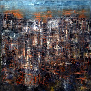 Mikhail Evstafiev; Urban Composition Number 39, 2011, Original Painting Oil, 80 x 80 cm. 