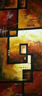 Eyad Sliman; Autumn Dream, 2017, Original Painting Acrylic, 100 x 40 cm. Artwork description: 241 Acrylic painting, dry technique, with knife,Quite silent colours with a lot of details...