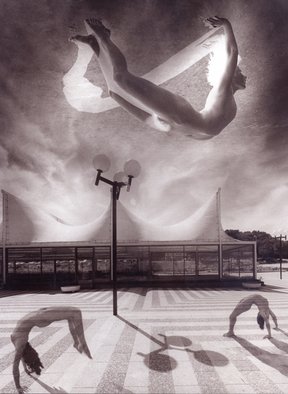 Itzhak Ben Arieh, 'GYMNASTICS', 1997, original Photography Black and White, 21 x 29  cm. Artwork description: 2103  PHOTOMONTAGEFANTASTIC PHOTOGRAPHY ...