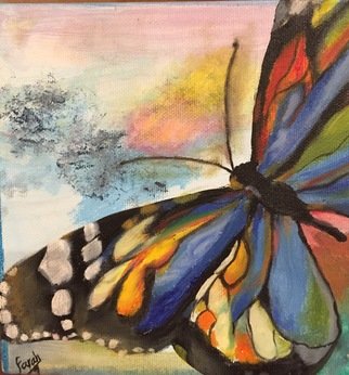 Farah Ravazadeh; Blue Butterfly, 2016, Original Painting Oil, 6.3 x 6.3 inches. Artwork description: 241 Happiness is a butterfly, which when pursued, is always just beyond your grasp, but which, if you will sit down quietly, may alight upon you. Oil paintingno frame . Perfect piece to pair with my yellow butterfly. ...