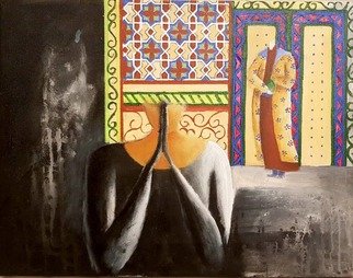 Fariba Taheri Esnaashari; Untitled, 2018, Original Painting Acrylic, 40 x 30 cm. Artwork description: 241 abstract expressionism, woman...