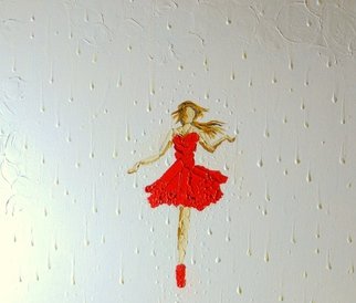 Fatula Waluyo; Dancing In The Rain, 2014, Original Painting Oil, 60 x 50 cm. Artwork description: 241  Rain, Women, Red, Dancer, romance, contemporary, bali, Abstract  ...