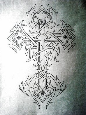 Alejandro Jake; Tatto Design, 2011, Original Tatoo Art, 18 x 30 inches. Artwork description: 241  Tatto Design of a Tribal Cross  ...