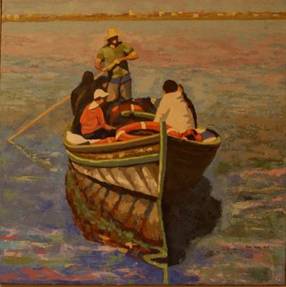 Felipe San Pedro; Albufera  Valencia Spain, 2014, Original Painting Oil, 70 x 70 cm. Artwork description: 241  boat at la Albufera in Valencia, Spain              ...