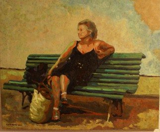 Felipe San Pedro; The Bench, 2014, Original Painting Oil, 73 x 60 cm. Artwork description: 241   streets from Madrid Spain  ...