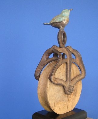 Felix Velez; Vintage Bird, 2017, Original Sculpture Bronze, 6 x 9 inches. Artwork description: 241 Small Bronze Bird standing sculpture,Little Dipper Bird on a vintage Pulley Wheel, sculpture statuette for sale for Indoors Inside Interior display by the Very Original American Sculptor Felix Velez who writes. . . Thank you for your visit. Each of my bronze vintage have a little story. First ...