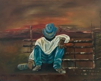 Maria Karlosak; Cowboy Life, 2018, Original Painting Oil, 1 x 20 inches. Artwork description: 241 Original oil painting by Maria Karlosak on 16  x20  x 1. 5  professional canvas. Cowboy life is a hard work, but a cowboys lowe et. End of the day is a time for relax and have a drink...