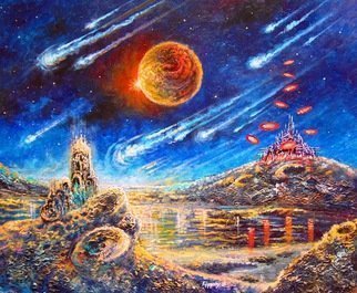 Victor Filippsky; Terraforming The Moon, 2018, Original Painting Oil, 24 x 20 inches. Artwork description: 241 Fantasy on the theme of terraforming the moon in the distant future. ...