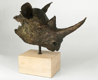 Heinrich Filter; Black Rhino In Bronze, 2013, Original Sculpture Bronze, 35 x 37 cm. Artwork description: 241 Black Rhino bust in bronze on stone base; length 35 cm x height 37 cm inclusive of base     ...
