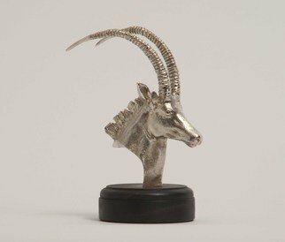 Heinrich Filter; Sable In Sterling Silver, 2013, Original Sculpture Other, 16.5 x 12.5 cm. Artwork description: 241 Sable antelope bust sculpture in Sterling silver on ebony base by Heinrich Filter Sterling silver weight approx 480 grams also available in bronze...