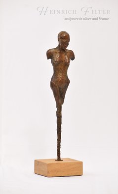 Heinrich Filter; Young Woman, 2020, Original Sculpture Bronze, 17 x 64 cm. Artwork description: 241 Abstract nude young woman in Bronze on Sandstone base, limited edition of 24, Height 64 cm including base, base size is 15 x 17...