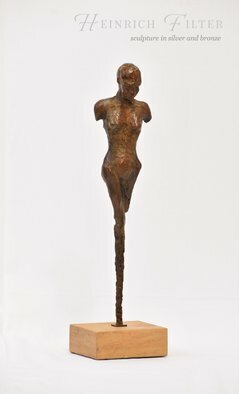 Heinrich Filter; Young Woman Abstract Nude, 2023, Original Sculpture Bronze, 17 x 64 cm. Artwork description: 241 Abstract nude young woman in Bronze on Sandstone base, limited edition of 24, Height 64 cm including base, base size is 15 x 17...