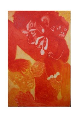 Firdausei Mehraygan; Goddess Of The Red Realm , 2010, Original Mixed Media, 24 x 36 inches. Artwork description: 241  oil on canvas, canvas board, abstract artwork,  ...