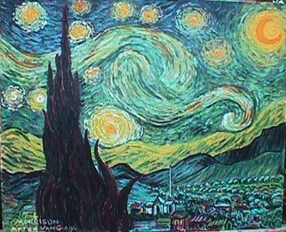 Frank Morrison; Starry Night , 2010, Original Painting Acrylic, 24 x 20 inches. Artwork description: 241  Starry night, Van Gogh, reproduction ...