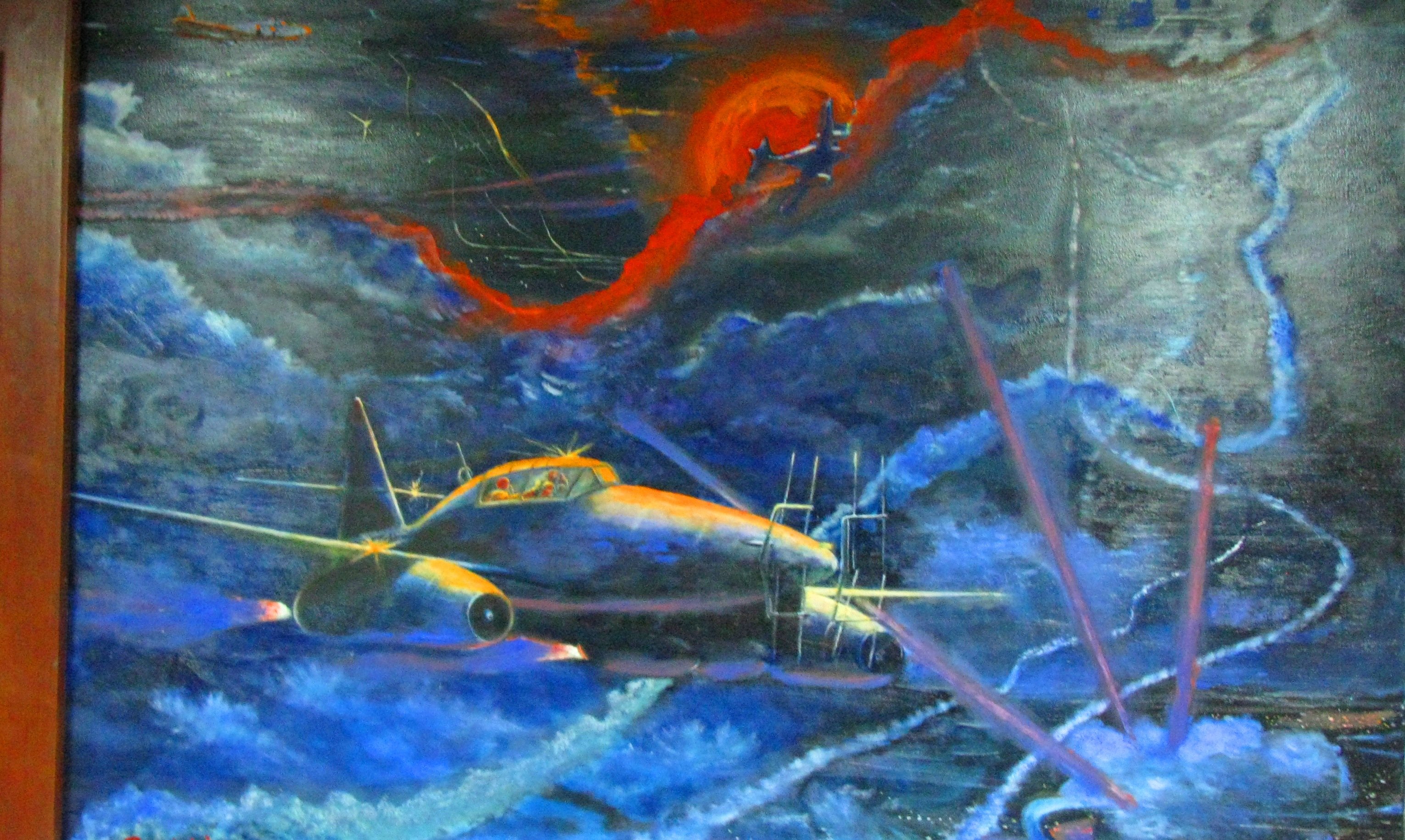 Marcin Regulski; Night Defense Of Berlin, 1999, Original Painting Oil, 120 x 80 cm. Artwork description: 241 aEURoeNight defense of BerlinaEURFebruary 1945. The latest technology aEUR