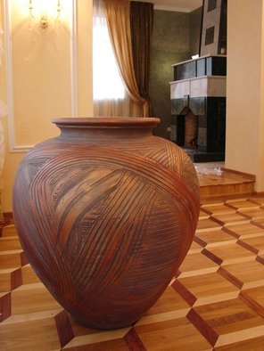 Mikhail Fomiryakov; Vase, 2009, Original Ceramics Handbuilt, 28 x 28 inches. Artwork description: 241  Ceramic figure for decoration created by a famous Russian sculptor and potter Mikhail Sadovnikov.Will be perfect for various purposes of decoration both indoors and outdoors.  ...