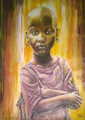Franklin Ojoo; African Girl, 2015, Original Painting Acrylic, 18 x 24 inches. Artwork description: 241 Acrylic paint on canvas of an African girl...