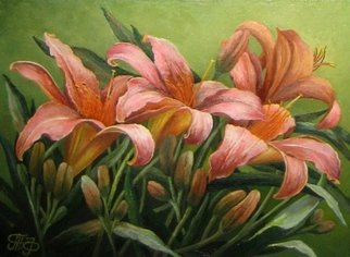Tatiana Fruleva; Lily, 2014, Original Painting Oil, 9.4 x 7 inches. Artwork description: 241  Flower in the style of an ideal of realism. Picture imeeet warm, positive energy and provides the therapeutic effect. ...