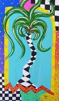 Jan A. Bruso - Sullivan; Mambo Mary, 2005, Original Painting Acrylic, 10 x 16 inches. Artwork description: 241  This is one of my crazy palm trees that brighten any area! !  I can create any color combinations for you! ! ...