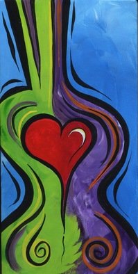 Jan A. Bruso - Sullivan; Strum N My Hesrt, 2007, Original Painting Acrylic, 6 x 12 inches. Artwork description: 241  This is one of my many instrument pieces, I can create any size or colors needed in your space! ! ...