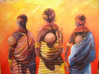 Cyr Antoine Hubert; African Three Of Life, 2016, Original Painting Oil, 80 x 65 cm. Artwork description: 241 Afrique enfants et femmes...