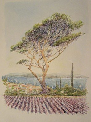Cyr Antoine Hubert; Provence, 2016, Original Watercolor, 20 x 30 cm. Artwork description: 241 Aquarelle Provence ...