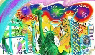 Galina Victoria; Statue Of Liberty Abstract Art, 2019, Original Digital Art, 37 x 20 inches. Artwork description: 241 This beautiful, powerful, unique artwork is offered to art lovers as a magnificent projection of all- time values and Statue of Liberty on the foreground.  Abstract piece, with mighty appeal, which will look incredible in your space.   Enjoy colors and vibrance of this artwork.This painting- collage ...