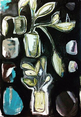 Almudena Blanco; Plants Living On Black, 2016, Original Mixed Media, 70 x 105 cm. Artwork description: 241  MixedMedia on canvas. 150x200 cm. ...