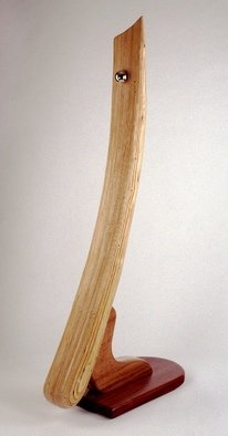 Gary Brown; Tusk, 2004, Original Sculpture Wood, 16 x 59 inches. Artwork description: 241   Laminated Baltic Birch and Cherry, with Bubinga base, inlayed ball bearing, wood sculpture  ...